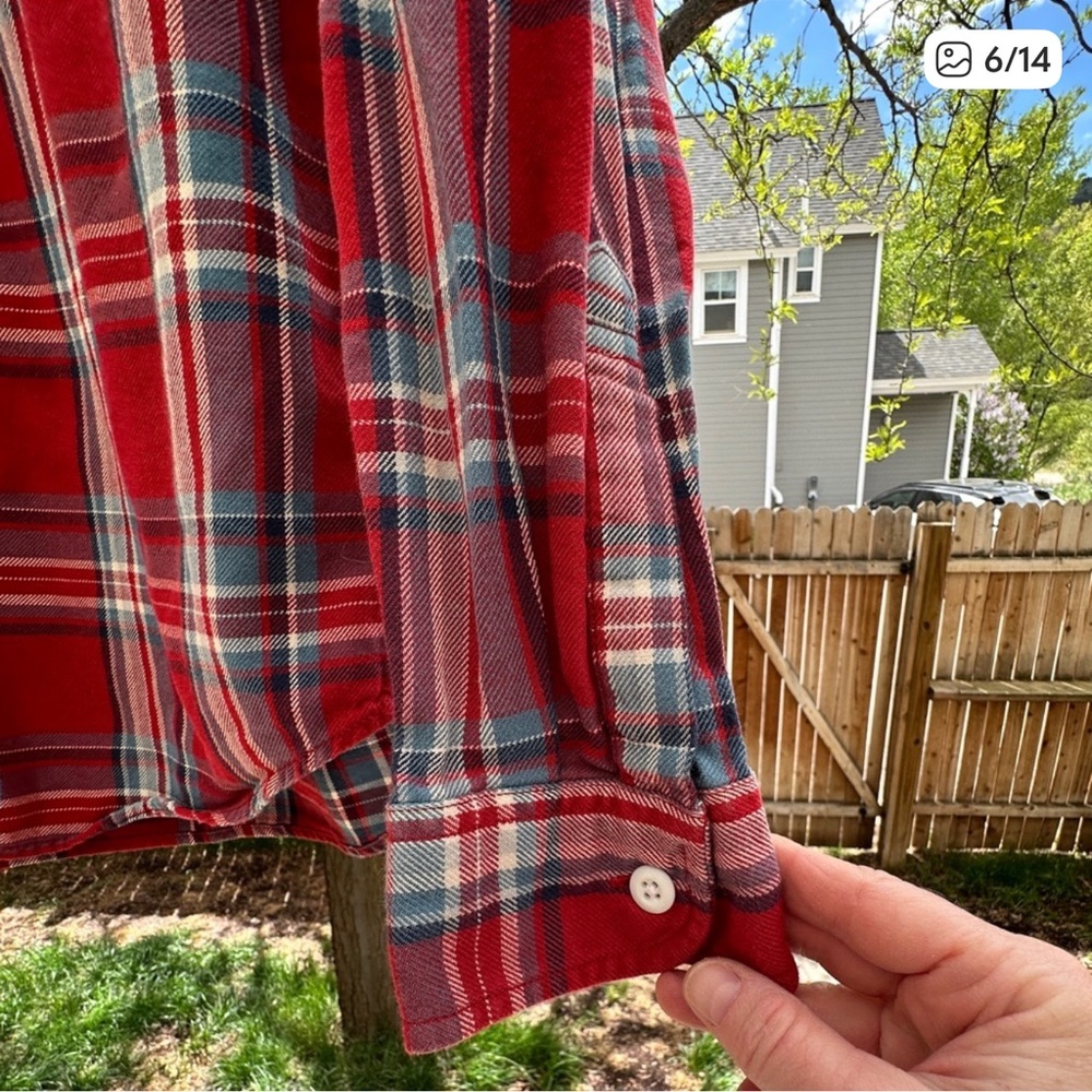 J. Crew Men's Red Plaid Flannel Shirt - Picture 15 of 15